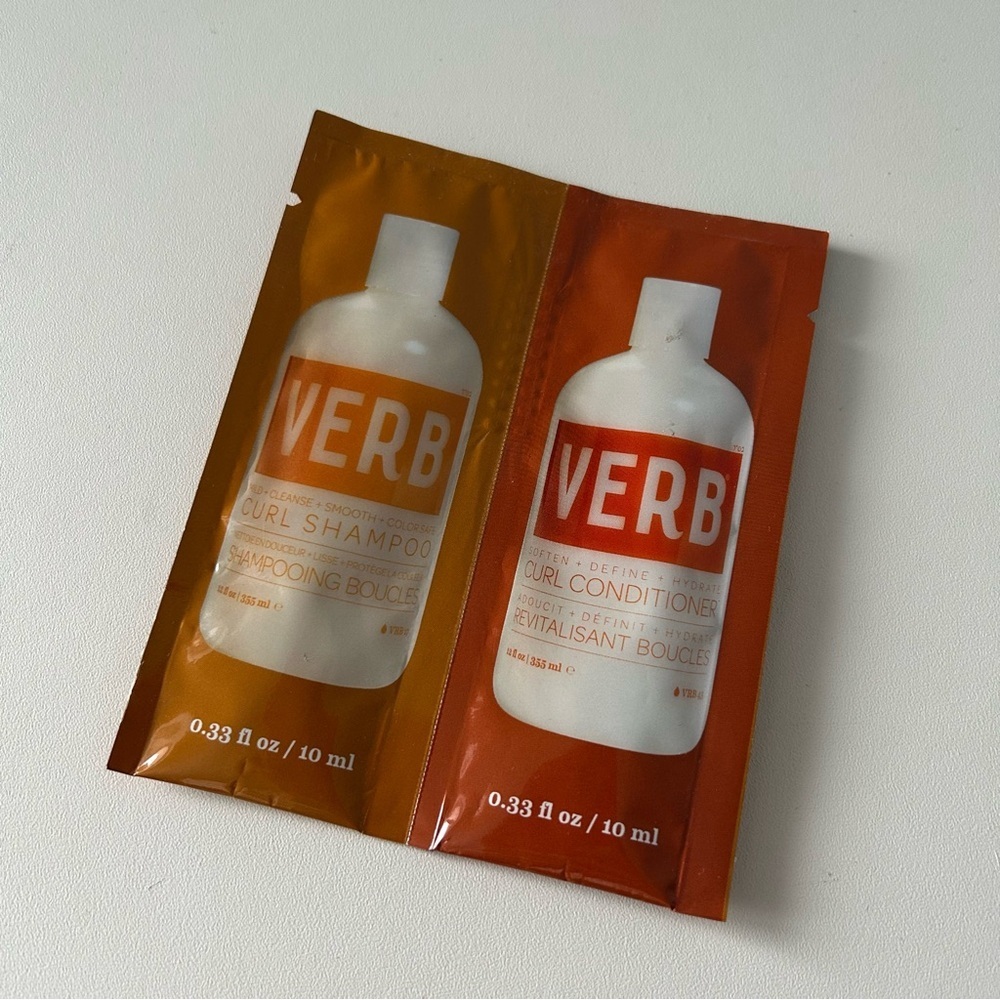 Verb Haircare Curly Hair Shampoo and Conditioner Travel Size Sample Packet